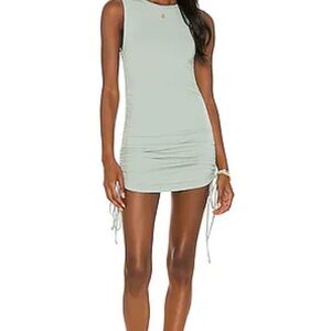 Amazon Women's Sage Green Sleeveless Ruched Bodycon Mini Dress Size S